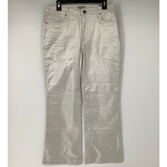 Kut from the Kloth Sz 10 Silver Kelsey High Rise Fab Ab Ankle Flare Pants HR9-3 - Picture 3 of 8